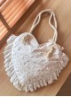 French Soft Girl Pastoral Style Floral Cotton Lace Trim Kawaii Fashion Heart Shape Pillow Bag