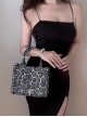 Vengeful Muse Series Exquisite Lady Kawaii Fashion Black Imitation Python Leather Square Handbag