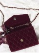 Clara Series Exquisite Velvet Diamond Pattern Chain Classic Lolita Crossbody Handbag