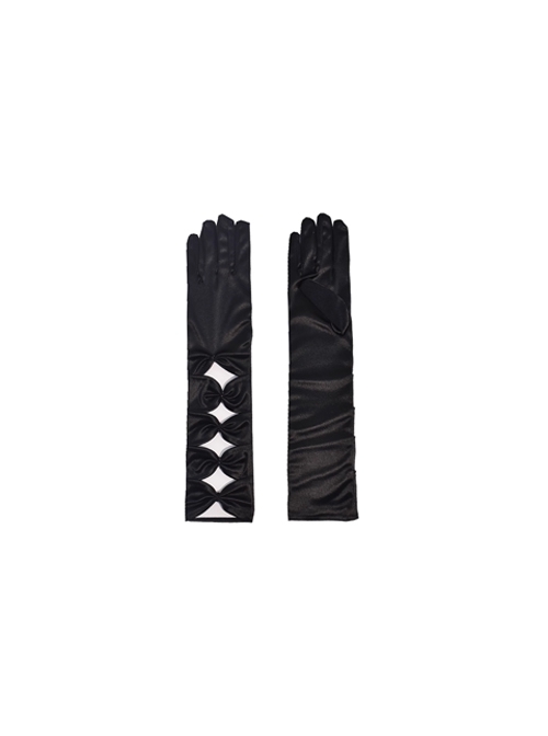 Elegant Velvet Texture Punk Gothic Lolita Sweet Cool Sexy Bowknot Hollowed Out Gloves