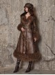 Exile Journey Series Steampunk Brown Winter Lambskin Wool Slim Waist Maillard Quilted PU Leather Coat