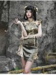 Spring Dragon Festival Series New Chinese Style Gothic Punk Embroidered Snake Pattern Modified Short Cheongsam Dress