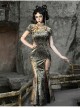 Spring Dragon Festival Series Chinese Style Gothic Punk Button Slim Snake Pattern Fishtail Long Slit Cheongsam Dress