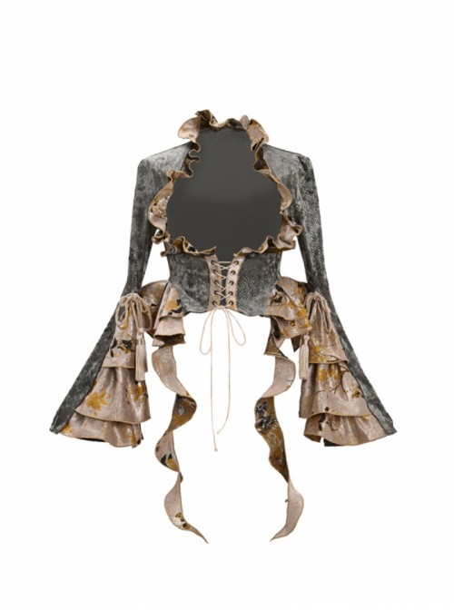 Spring Dragon Festival Series New Chinese Style Gothic Punk Tassel Lace Snake Print Short Cardigan Jacket