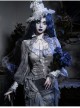 Zombie Bride Series Gothic Punk Gray Chiffon Tie Dyed European Style Ruff Collar Lantern Sleeves Shirt