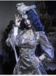 Zombie Bride Series Gothic Punk Gray Chiffon Tie Dyed European Style Ruff Collar Lantern Sleeves Shirt