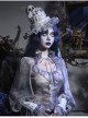 Zombie Bride Series Gothic Punk Gray Chiffon Tie Dyed European Style Ruff Collar Lantern Sleeves Shirt