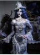 Zombie Bride Series Gothic Punk Gray Chiffon Butterfly European Ripped Off Shoulder Collar Bottoming Top