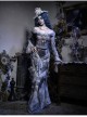 Zombie Bride Series Gothic Punk Gray Chiffon Butterfly European Ripped Off Shoulder Collar Bottoming Top