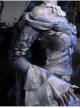 Zombie Bride Series Gothic Punk Gray Chiffon Butterfly European Ripped Off Shoulder Collar Bottoming Top