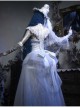 Zombie Bride Series Gothic Punk White Lace Creative Spine European Lace Chiffon Bowknot Tail Waistcoat Top