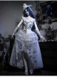 Zombie Bride Series Gothic Punk White Lace Creative Spine European Lace Chiffon Bowknot Tail Waistcoat Top