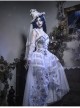 Zombie Bride Series Gothic Punk White Lace Creative Spine European Lace Chiffon Bowknot Tail Waistcoat Top