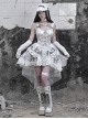 Madhouse Series Stylish White Distressed Suede Subculture Strappy Gothic Punk Print Suspender Dress