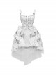 Madhouse Series Stylish White Distressed Suede Subculture Strappy Gothic Punk Print Suspender Dress