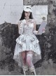 Madhouse Series Stylish White Distressed Suede Subculture Strappy Gothic Punk Print Suspender Dress