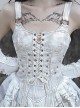 Madhouse Series Stylish White Distressed Suede Subculture Strappy Gothic Punk Print Suspender Dress