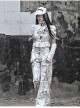 Madhouse Series Stylish Y2K White 3D Cotton Subculture Turtleneck Gothic Punk Shirt Printed Short Top