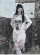 Madhouse Series White Cotton Gothic Punk Subculture Bondage Angel Straitjacket Printed Pullover Sweatshirt