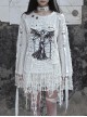 Madhouse Series White Cotton Gothic Punk Subculture Bondage Angel Straitjacket Printed Pullover Sweatshirt