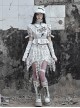 Madhouse Series White Subculture Y2K Distressed Suede Knitted Tassel Ripped Niche Gothic Punk Skirt