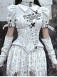 Madhouse Series Subculture White Gothic Punk Suede Ripped Asymmetric Fishbone Corset Waistband