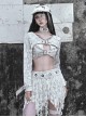 Madhouse Series White Distressed Suede Subculture Gothic Punk Niche Shoulder Pad Sexy Short Jacket