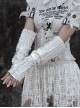 Madhouse Series White Pleated Knitted Ripped Cotton Linen Niche Subculture Gothic Punk Sleeve Gloves