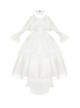 Treasure Series Pure White Wedding Classic Lolita Dreamy Lace Beautiful Underskirt Bowknot Necklace Bonnet Dress Set