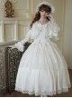 Treasure Series Pure White Wedding Classic Lolita Dreamy Lace Beautiful Underskirt Bowknot Necklace Bonnet Dress Set