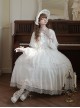 Treasure Series Pure White Wedding Classic Lolita Dreamy Lace Beautiful Underskirt Bowknot Necklace Bonnet Dress Set