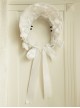 Treasure Series Pure White Wedding Classic Lolita Dreamy Lace Beautiful Underskirt Bowknot Necklace Bonnet Dress Set