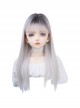 Siamese Cat Language Series Y2K Stylish Black White Gradient Sweet Lolita Long Straight Wig