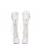 Princess Cute Lace Trim Bowknot PU Leather Sweet Lolita Classic High Heel High Tube Boots