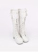 Princess Cute Lace Trim Bowknot PU Leather Sweet Lolita Classic High Heel High Tube Boots