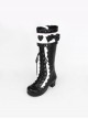 Princess Cute Lace Trim Bowknot PU Leather Sweet Lolita Classic High Heel High Tube Boots