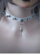 Handmade Subculture Dark Gothic Punk Unique Bird Bone Pendant Rivet Faux Leather Rivet White Choker