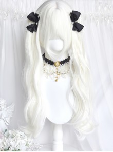 Abandoned Rabbit Series Gothic Lolita Elegant European Creamy White Long Curl Twin Ponytail Wig