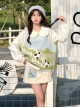 Cartoon Cute Ranch Cow Knit Vest Kawaii Fashion V Neck Sleeveless Top Skirt Set Women Outfit