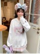 White Loose Cartoon Cute Soft Girl Cat Print Kawaii Fashion Pullover Hoodie Sweatshirt Top