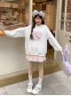 White Loose Cartoon Cute Soft Girl Cat Print Kawaii Fashion Pullover Hoodie Sweatshirt Top