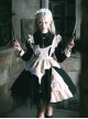 Spider Dream Series Elegant Black White Gothic Lolita Long Sleeve Spiderweb Lace Apron Dress