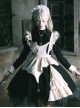 Spider Dream Series Elegant Black White Gothic Lolita Long Sleeve Spiderweb Lace Apron Dress