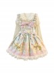 Bear Dreamland Series Sweet Lolita Light Pink Cute Cartoon Bear Dessert Print Bowknot Fairy Tale Sleeveless Dress