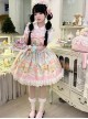 Bear Dreamland Series Sweet Lolita Light Pink Cute Cartoon Bear Dessert Print Bowknot Fairy Tale Sleeveless Dress