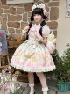 Bear Dreamland Series Sweet Lolita Light Pink Cute Cartoon Bear Dessert Print Bowknot Fairy Tale Sleeveless Dress