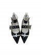 Confined Prayer Series Noble Elegant Dark Black Gothic Punk Lolita Nun Cross Pointed Flat Shoes