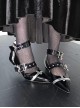 Confined Prayer Series Noble Elegant Dark Black Gothic Punk Lolita Nun Cross Pointed Flat Shoes