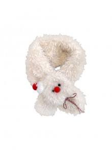 Little Snowball Series Christmas New Year Winter Cute Kawaii Fashion Warm White Plush Scarf