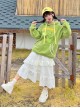 Apple Puppy Series Spring Lovely Kawaii Fashion Green 3D Embroidery Oversized Pullover Hoodie